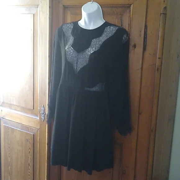 iro black lace dress IRO Size M Black Cotton Blend Lace Shift Dress